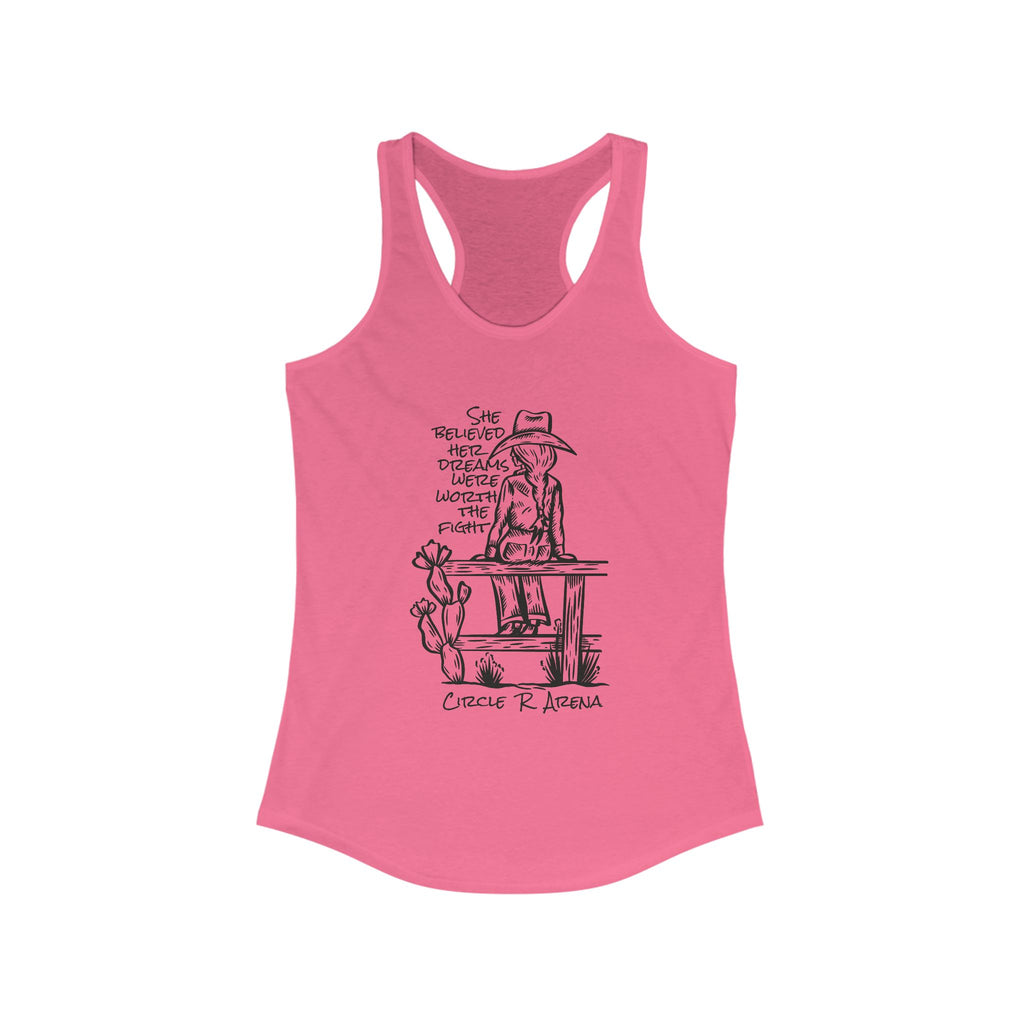 Worth The Fight - Circle R Arena Logo Racerback Tank