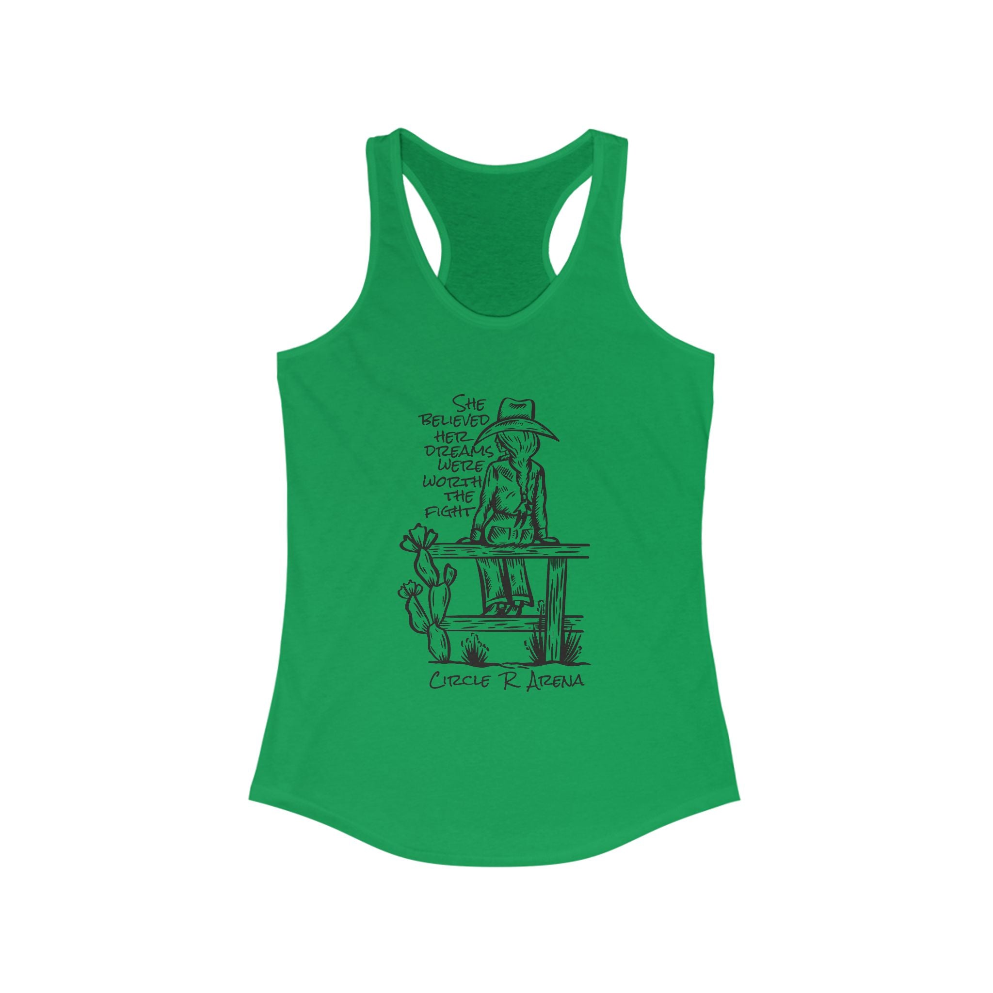Worth The Fight - Circle R Arena Logo Racerback Tank