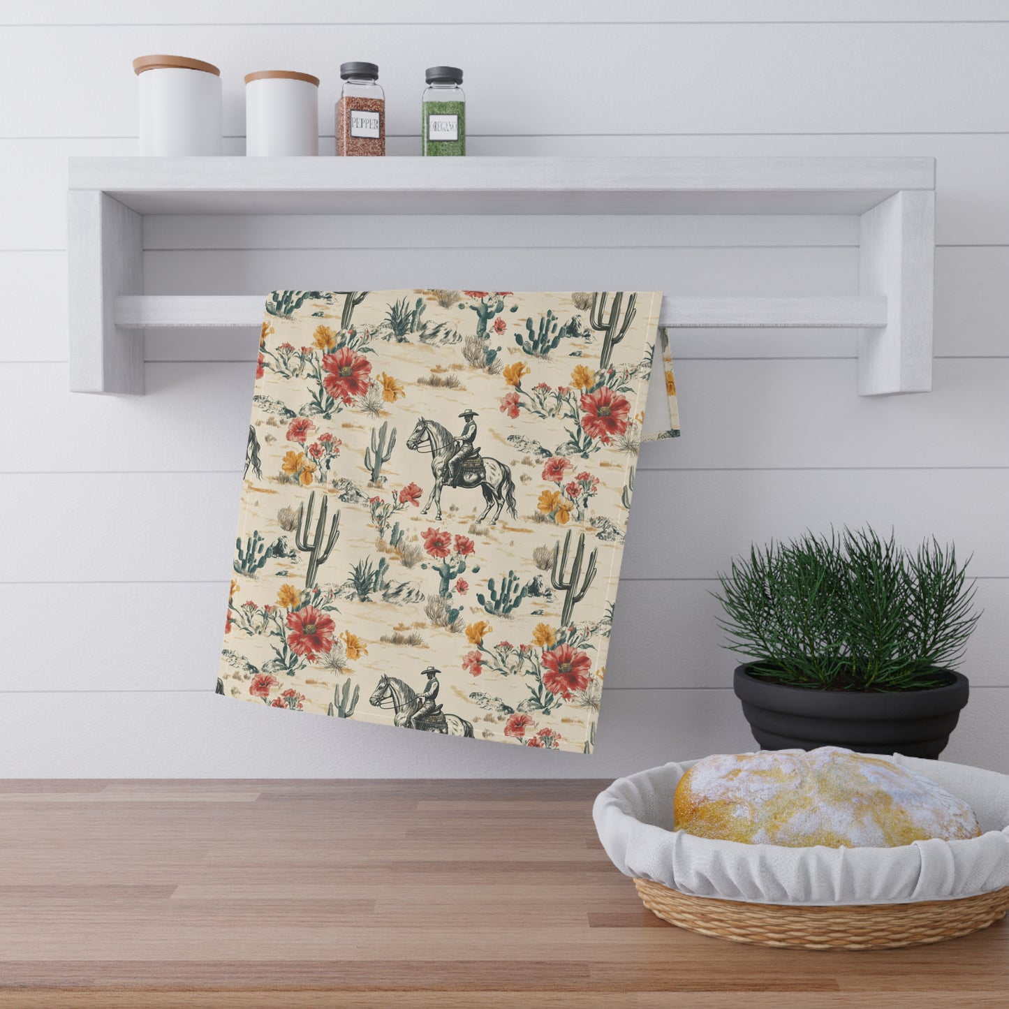 Western Floral Cotton Tea Towel
