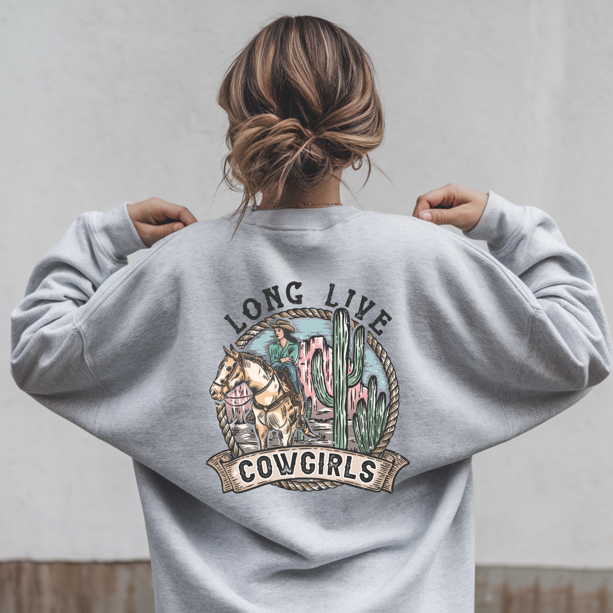 Long Live Cowgirls Sweatshirt + Circle R Arena Logo Crewneck – Western Graphic Pullover