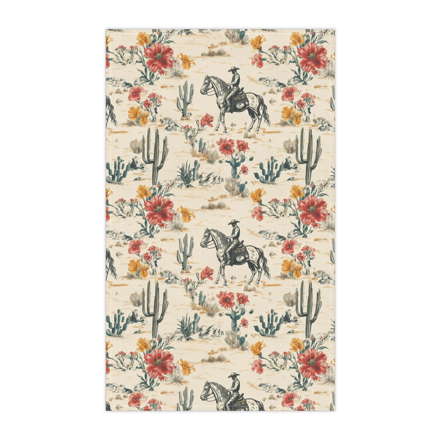 Western Floral Cotton Tea Towel