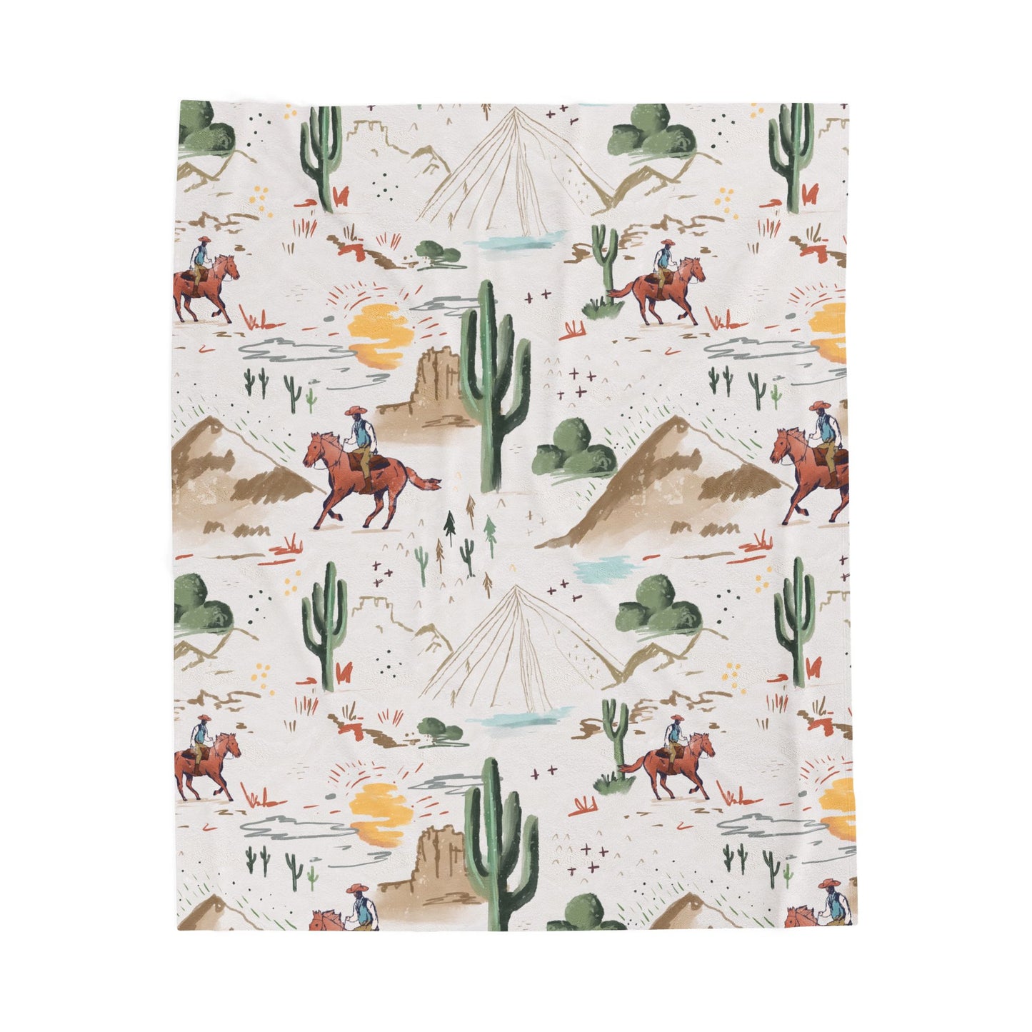 Classic Cowboys Velveteen Plush Blanket