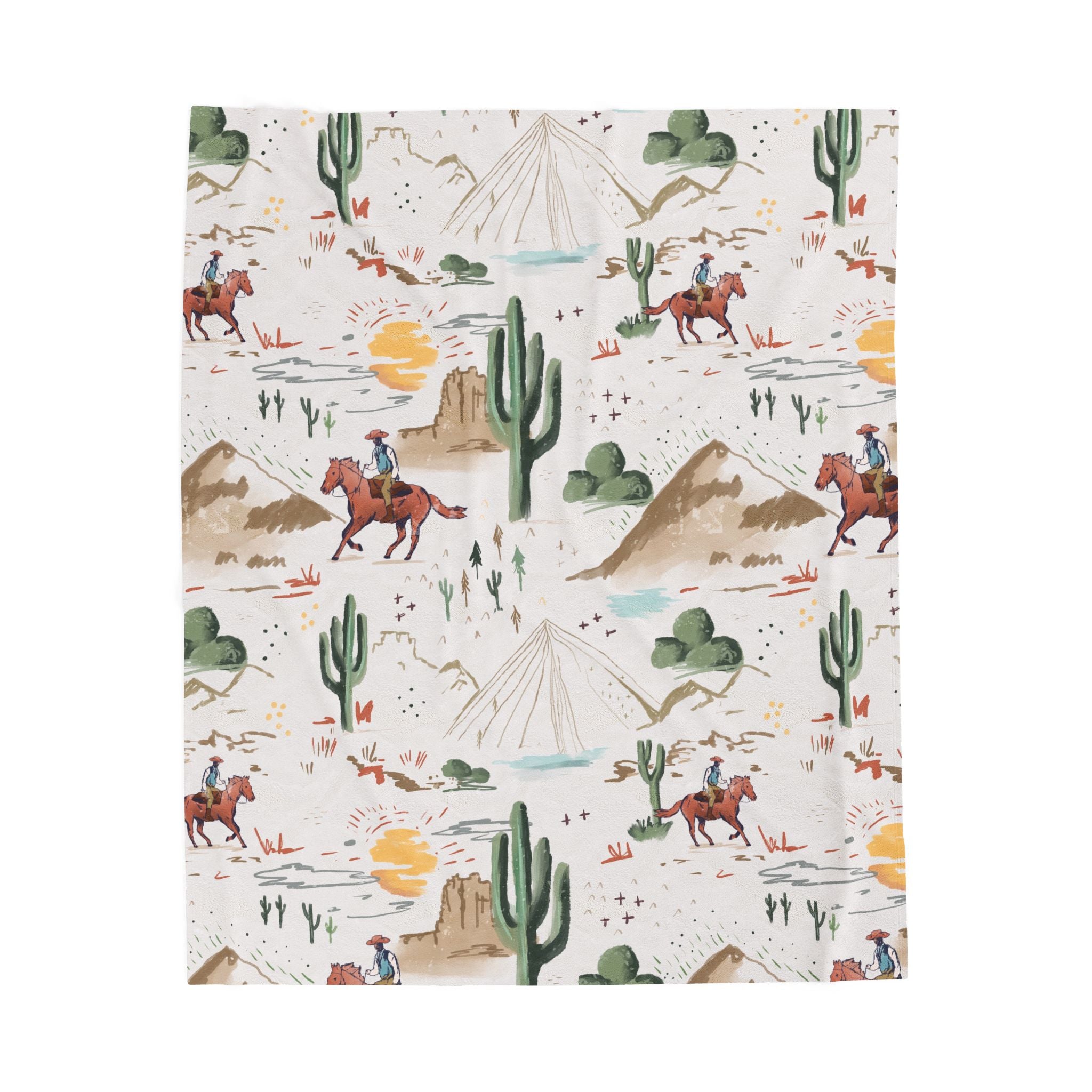 Classic Cowboys Velveteen Plush Blanket