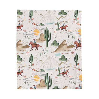 Classic Cowboys Velveteen Plush Blanket