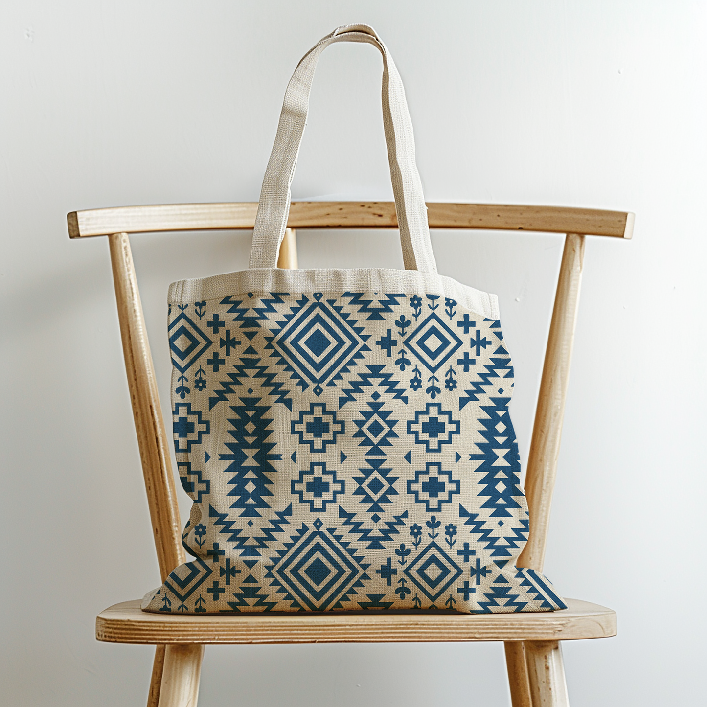 Chic Western Aztec Print Canvas Tote Bag