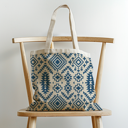 Chic Western Aztec Print Canvas Tote Bag