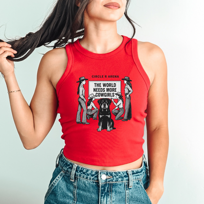 The World Needs More Cowgirls Ribbed Racerback Crop Tank