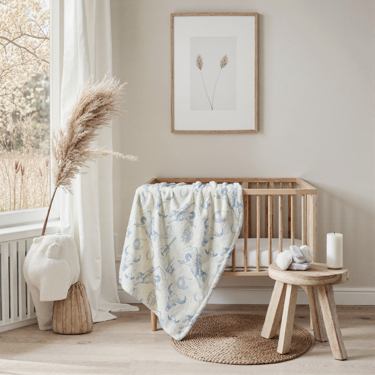 Western Toile Velveteen Plush Throw Blanket