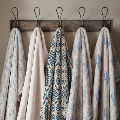 Vintage Blue Aztec Plush Velveteen Throw Blanket