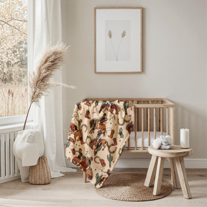 The Bucking Bronc Velveteen Plush Blanket