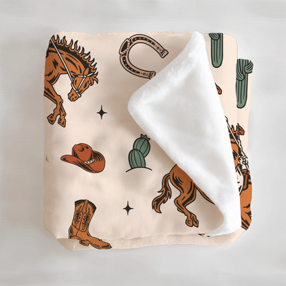 The Bucking Bronc Velveteen Plush Blanket