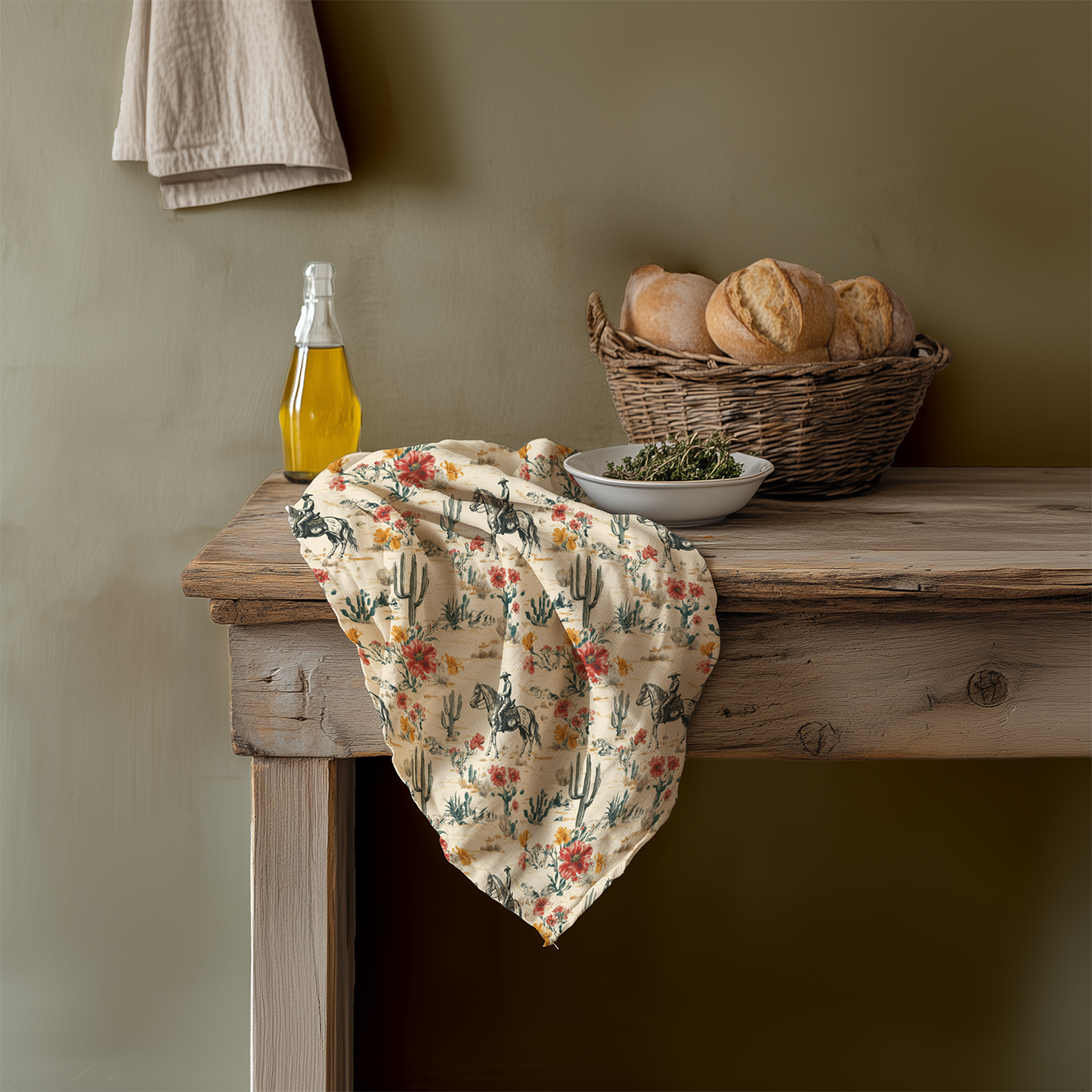 Western Floral Cotton Tea Towel