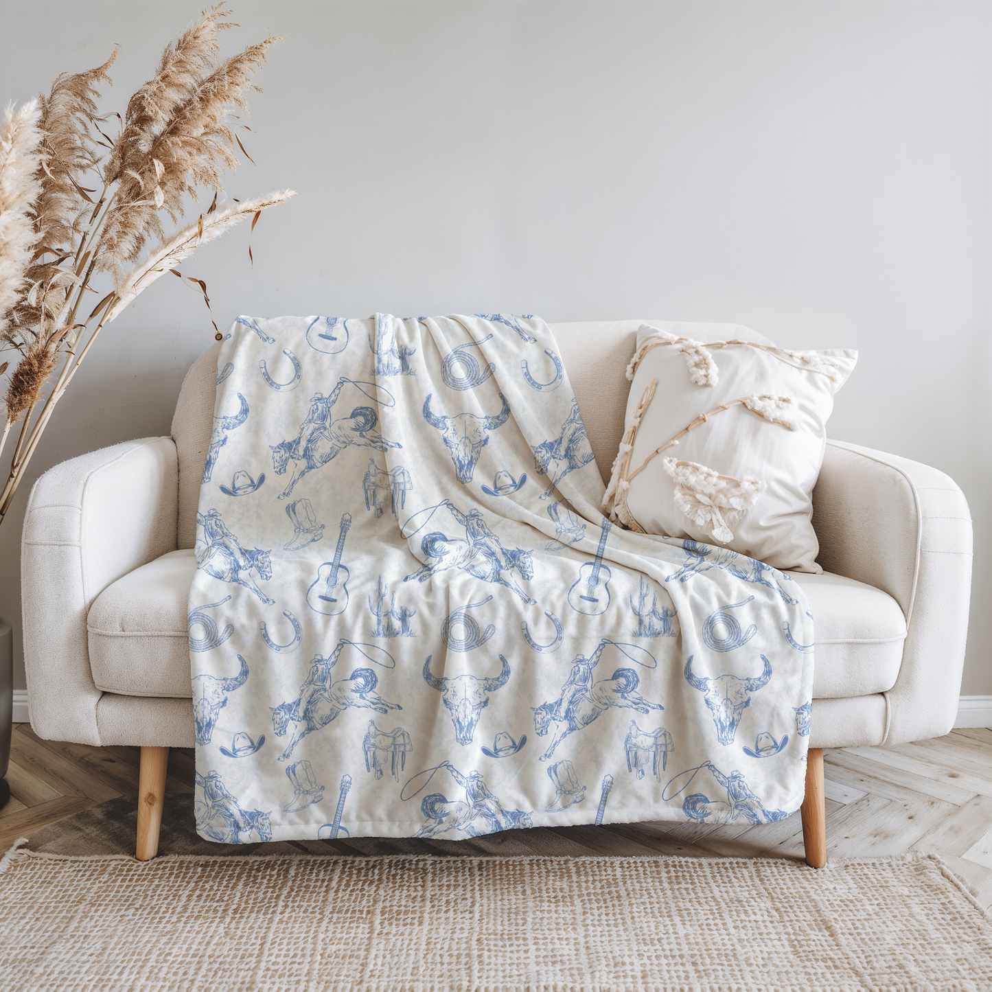 Western Toile Velveteen Plush Throw Blanket