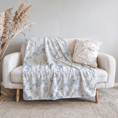 Western Toile Velveteen Plush Throw Blanket